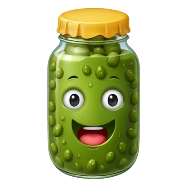 Pickle with a face sticker