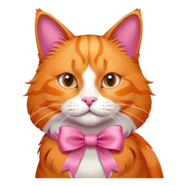 Orange cat with pink ribbon sticker