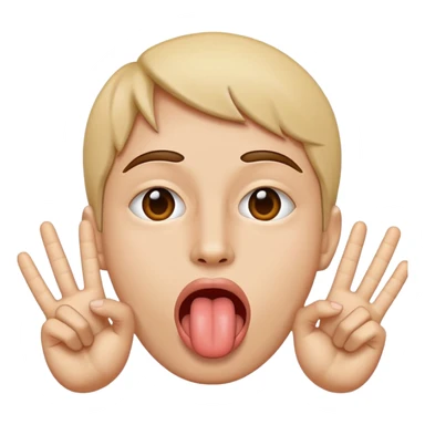 Tongue in between peace sign  sticker