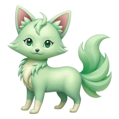 Green Translucent Elegant Skitty-Ninetales-Fakémon sticker