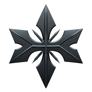 Emoji, dark futuristic cross, symmetrical geometric shape, black metal, gothic cyber aesthetic, minimal flat design, sharp edges, centered, transparent background do not use any other colors but black sticker