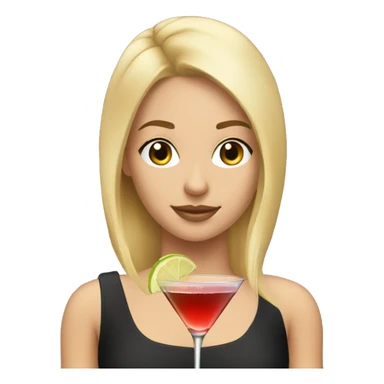 Blonde and straight hair girl sustaining cocktail sticker