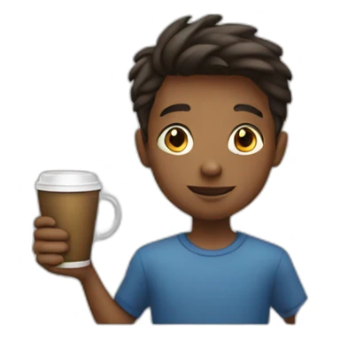 confident boy with cup sticker