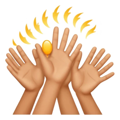 hands clapping, joyful celebration, focus on hands, motion blur, bright blue background sticker