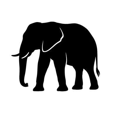 Elephant black silhouette white background sticker