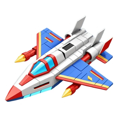 a galaga ship in a pixellated 1980s retro video game style sticker