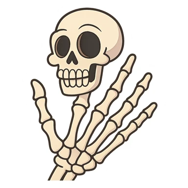 flat toon style skeleton palm sticker