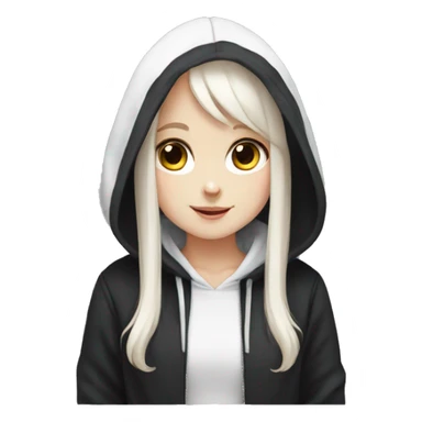 white lop ear rabbit girl wearing black hoodie sticker