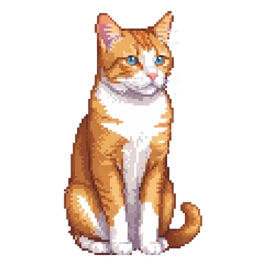 orange tabby cat sitting position, showing full body sticker