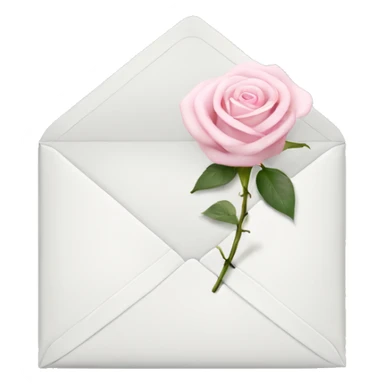 White envelope with light pink rose sticker