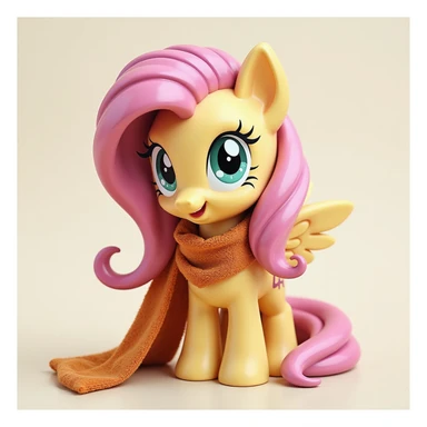Fluttershy in a realistic style wearing a scarf, no background, transparent sticker