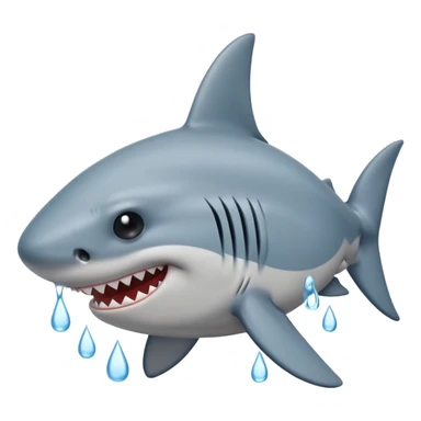 Crying shark with tears streaming down his face sticker