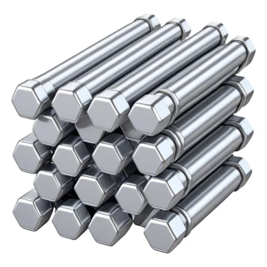 A bundle of thin uranium fuel rods used in a nuclear reactor, with a metallic silver or gray structure, cylindrical and slender rods, arranged in a hexagonal grid, realistic and industrial style, no green color, only metallic shades sticker