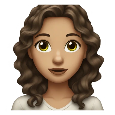 A beautiful girl,with long dark brown wavy hair, green with brown eyes, and full lips  sticker