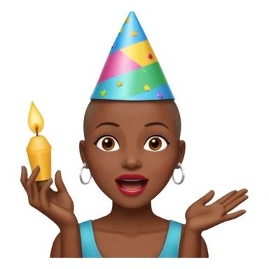 Classic mustang dark women with shaved head sing happy birthday sticker