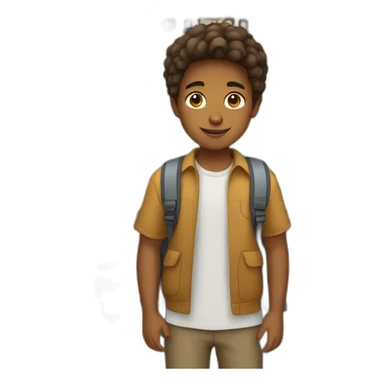 Brown Boy with straight hair going to school in bus sticker
