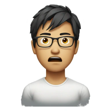 Angry Young Asian man with glasses sticker