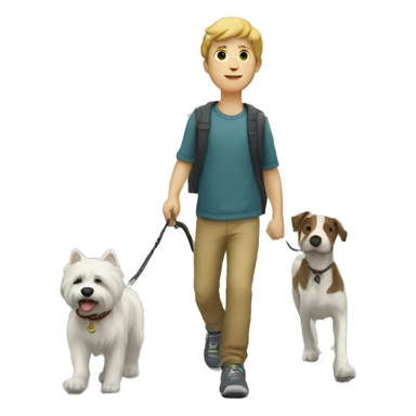 white boy walking with her dog sticker