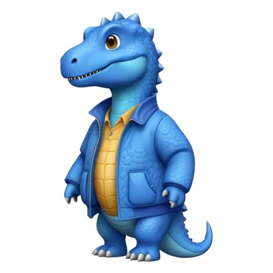 blue dino in soft jacket  sticker