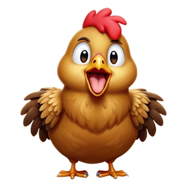 Cinematic Cute Yawning Brown Chicken Portrait Emoji, Head tilted slightly with a dramatic, wide-open yawn, showcasing a soft, fluffy brown plumage with a crisp red comb and gently drooping wings, round beady eyes barely open in drowsy contentment, Simplified yet irresistibly adorable features, highly detailed, glowing with a soft, cozy glow, high shine, relaxed yet expressive, stylized with a touch of whimsical charm, bright and endearing, soft glowing outline, capturing the essence of a sleepy yet affectionate chicken, so drowsy it feels like it could stretch out of the screen and curl up for a nap! sticker