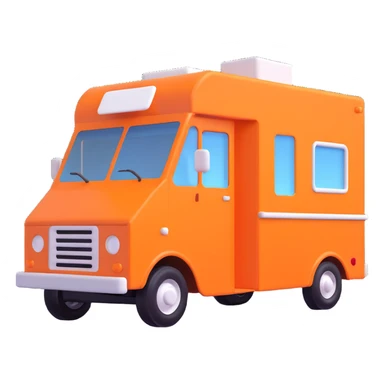 an orange coffee truck, 3D style with soft lighting sticker
