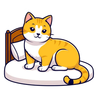 Golden cat on bed sticker