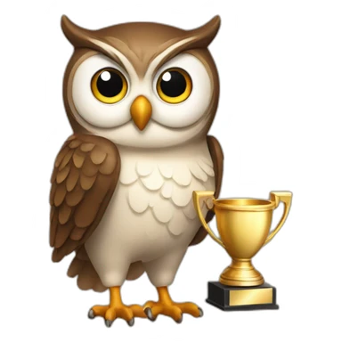 happy owl holding trophy sticker