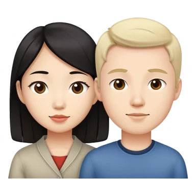 Asian girl and white boy couple sticker