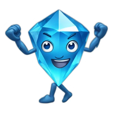 Blue diamond with a face, arms and legs, doing something random sticker