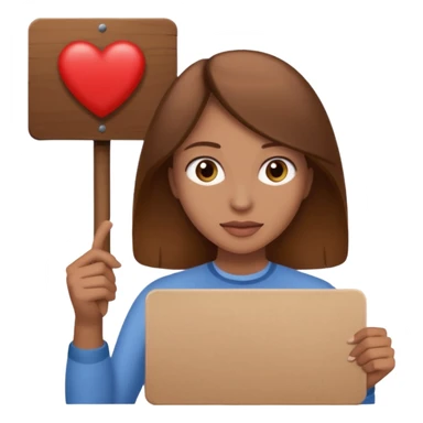 brown haired women with a sign with "Sosholondas" on it sticker