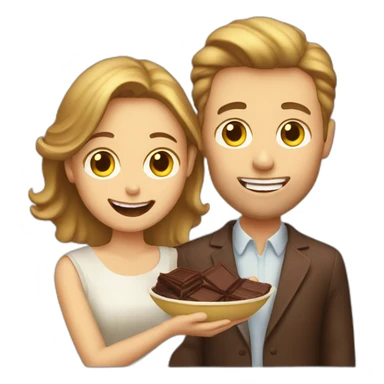 white couple eating chocolat sticker