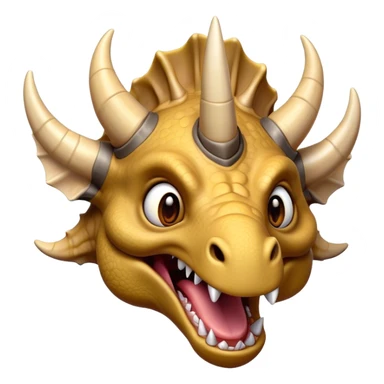Cinematic Comical Triceratops Portrait Emoji, Head tilted dramatically with an exaggeratedly shocked expression, featuring a stout, armored body with three comically exaggerated horns and a frilled head, wide, comically expressive eyes full of playful disbelief, Simplified yet hilariously expressive features, highly detailed, glowing with a slightly sassy prehistoric glow, high shine, dramatic yet playful, stylized with an air of cheeky dinosaur mischief, soft glowing outline, capturing the essence of a meme-worthy Triceratops that looks ready to side-eye its way into viral fame! sticker
