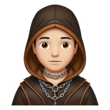 Leather hooded gimp with chain collar sticker