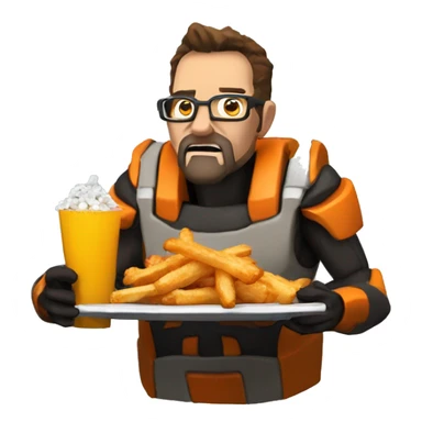 Gordon Freeman eats chicken fries sticker
