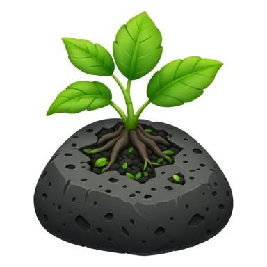 a lava stone with a small green plant growing from it sticker