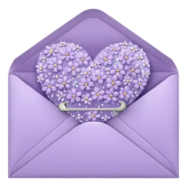 a closed pastel lavender lilac flowers heart shiny sparkly glittery aesthetic romantic vintage envelope  sticker