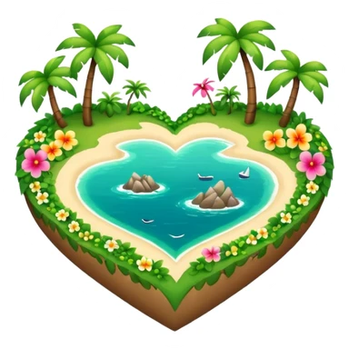 A island heart with green and flowers on it sticker