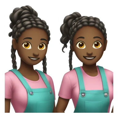 two black girls with braids in a ponytail standing back to back holding cleaning supplies  sticker
