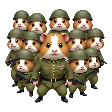 Army of angry guinea pigs in army suits attacking georgian people  sticker