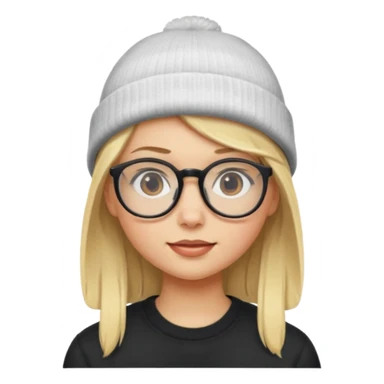 Blonde girl wearing glasses and beanie sticker