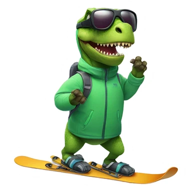 dinosaur with glasses while skiing sticker