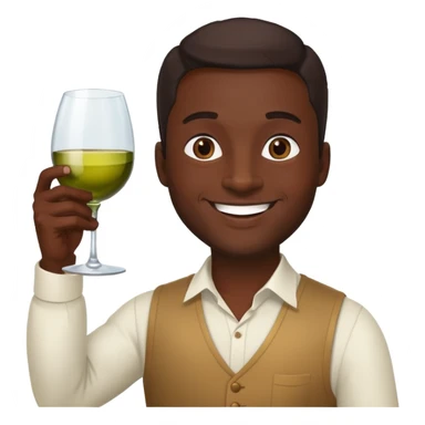 smiling dark skinned man with wine glass sticker