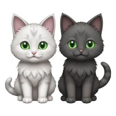 2 different coloured small cats including a dark grey and white and a completely solid dark grey with green eyes and only white paws sticker