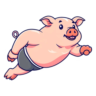 a pig man chasing a rat sticker