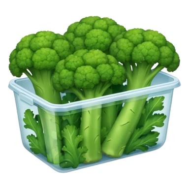 broccolis in plastic container sticker
