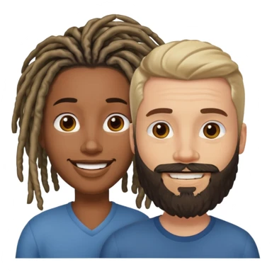Couple emoji -WHITE with man with beard, BLACK FEMALEwith mid length locs sticker