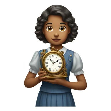 Girl with clock sticker