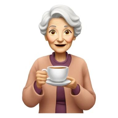 Old lady with a China cup of hot tea sticker