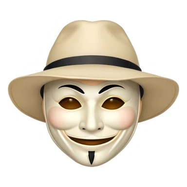 white hat hacker emoji with anonymous mask sticker