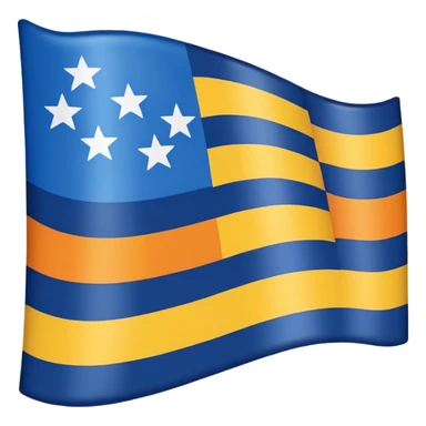 A flag whit darkblue, blue, white, yellow and orange and has 5 stripes white in the middle, blue in next to white left, yellow next to white right, orange next to yellow right, dark blue next to blue left sticker